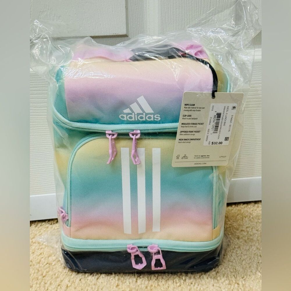 NWT Adidas Excel 2 Insulated Lunch Bag in Gradient Flash Aqua/Orchid Fusion